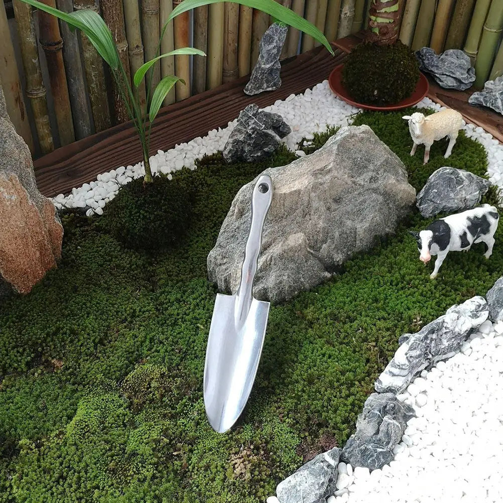 Multifunktionale Gartenschaufel Aluminiumlegierung Umpflanzwerkzeug zum Lockern von Erde Jäten Pflanzen Bonsai Gartenkelle