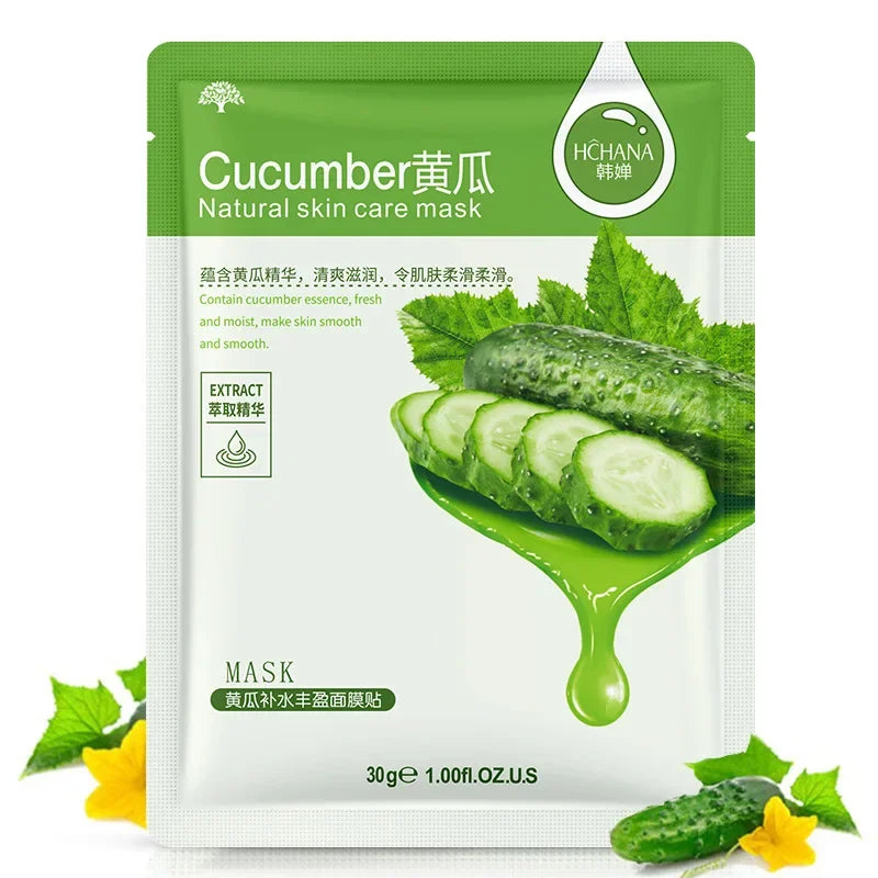 20 Stück natürliche Pflanzen-Gesichtsmaske Feuchtigkeitsspendend Öl-Kontrolle Anti-Aging Frucht Aloe Koreanische Tuchmaske Schönheit Hautpflegeprodukte