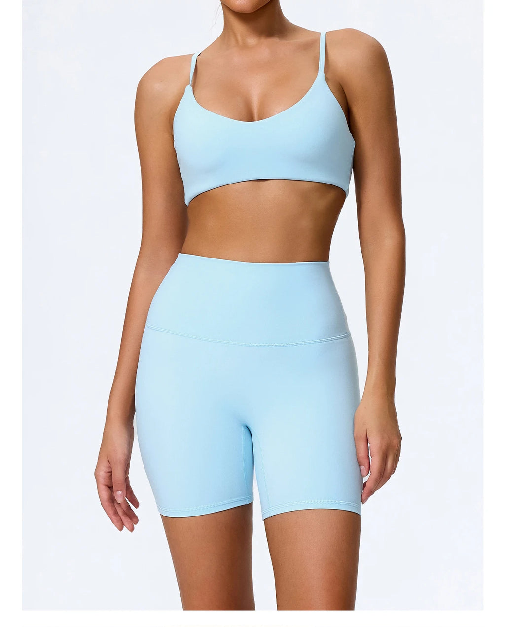 Hearuisavy Sommer Superweiches 2-teiliges Damen-Sportshorts-Set atmungsaktives Fitness-Yoga-BH Freizeit-Push-Up-Workout-Crop-Top