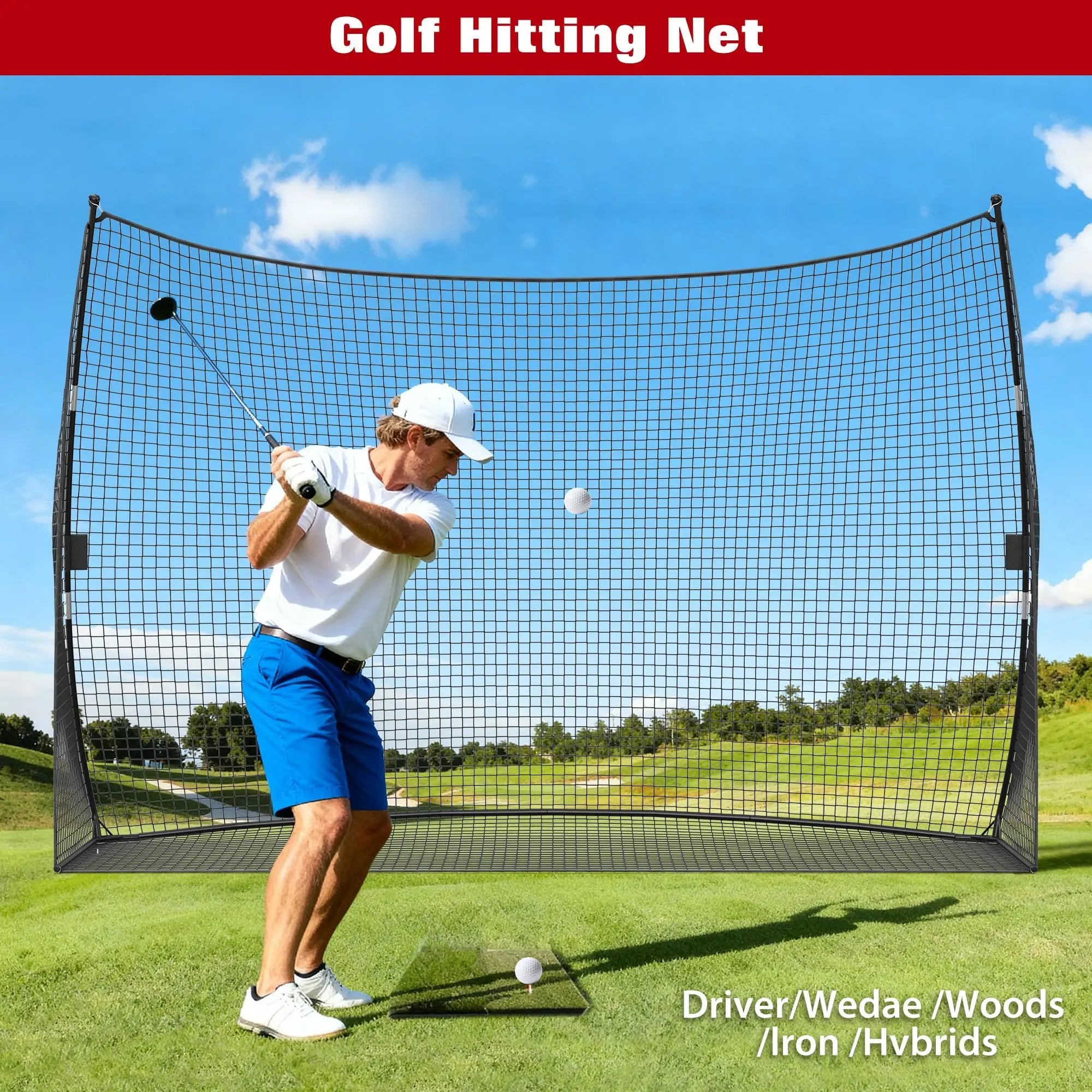 10x7 FT Golf Übungsnetz Tragbares Garten-Schlagnetz Schwung-Chipping-Trainingsgerät mit Tragetasche Werkzeuglose Montage Hauptbild