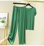 Zweiteiliges Set Damen Oberteil und Hose Sommer 2-teilige Sets Damen Outfits Urlaub 2026 neue Kollektion weite Hose elegant lässig