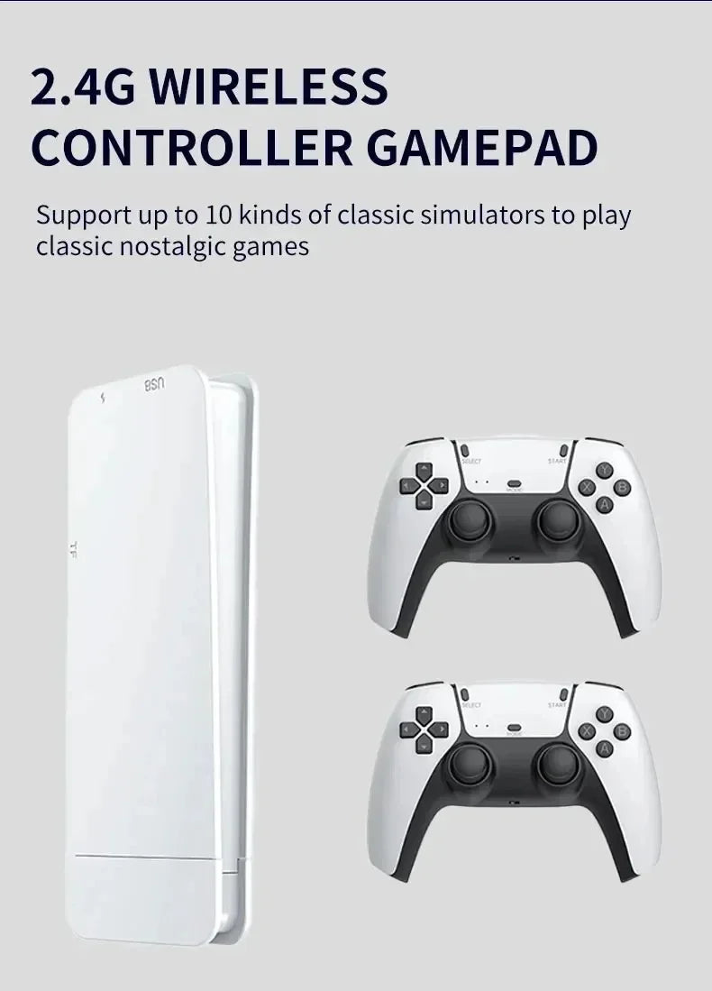 4K HD 64G Videospielkonsole: M15 Game Stick mit über 40.000 klassischen Arcade-Spielen, zwei kabellose Gamepads, Zwei-Spieler-TV-System