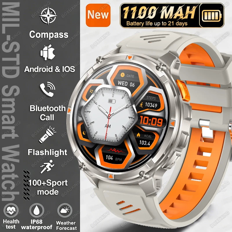 2026 Neue T-Rex 3 Ultra 1100mAh Smartwatch 5ATM Wasserdicht Outdoor Sport GPS Track Herzfrequenz Kompass Bluetooth Anruf Smartwatch