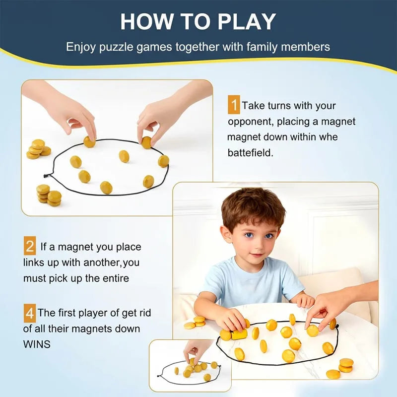 Partyspiele Magnetsteine Spiel Interaktives Magnetbrett Strategie-Spiel für Familien Kinder Erwachsene Hochwertige längste Seite 3,4cm