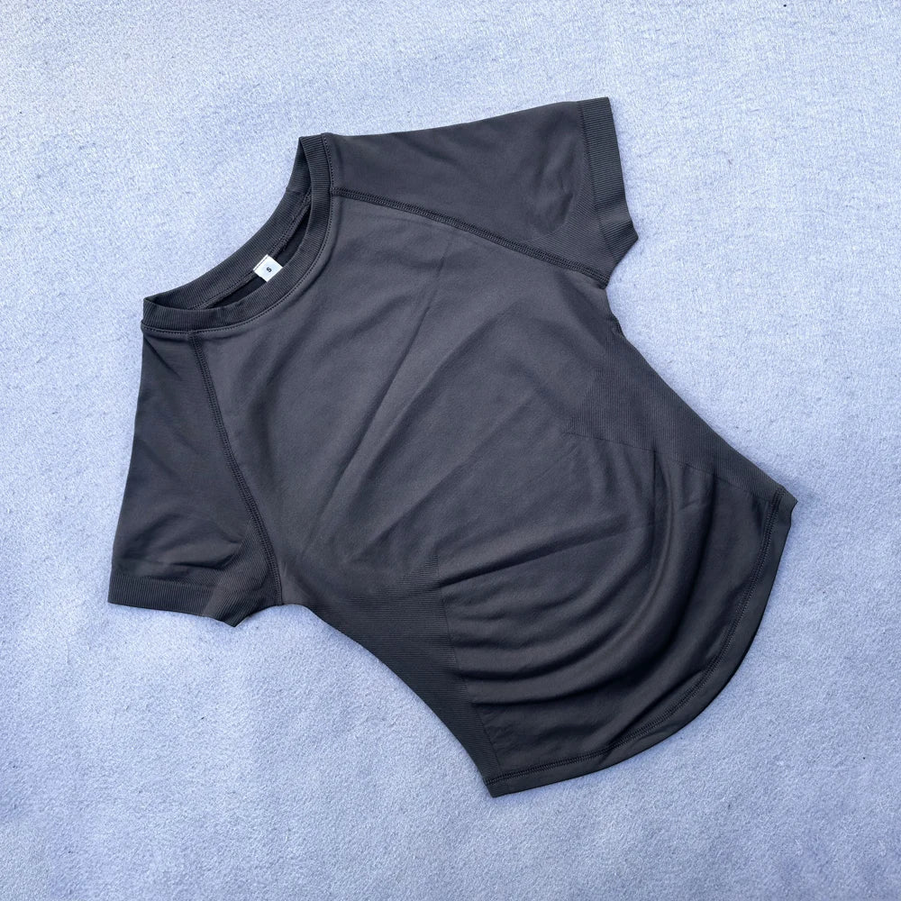 Df Impact Kurzarm-Top Damen Workout-Top Gym Crop Top Leichtes Yoga-Shirt Longline Sport-T-Shirt Fitness Activewear