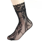 5 Paar Blumen-Spitzensocken Dünne Atmungsaktive Kurze Socken Sommer Netz Lolita Fischernetz Damenstrümpfe Strumpfwaren