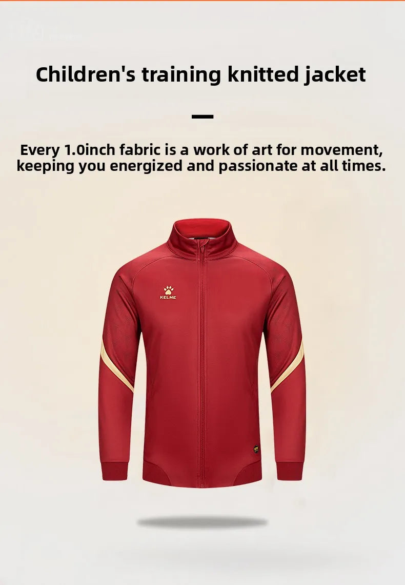 Kelme Children's Sports Jacket Autumn And Winter Knitted Jacket Outdoor Windproof Running Training Suit