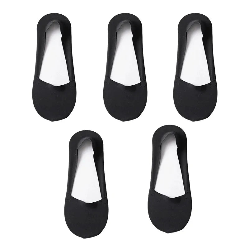 5 Paar Damen Socken Atmungsaktive Unsichtbare Silikon Anti-Rutsch Einfarbige Bootssocken Bequeme Hochwertige No-Show Socken Ultra-dünn
