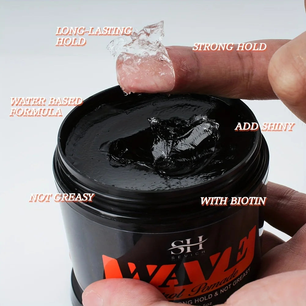 Deep Wave Control Pomade 360 Biotin Sport Starker Halt Wellen Haargel mit Bürste Wellenhaaröl Shampoo Spülung Stylingpflege