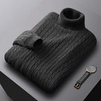Herbst Neues Herren Rollkragenpullover Jacquard-Strickpullover Einfarbig Freizeit Wärme Hochelastisch Vielseitiger Herren-Pullover