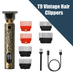 Neu! T9 Elektrischer Haartrimmer/Zubehör | Professioneller USB Rasierer | 0mm Glatzkopf-Haarschneidemaschine Tragbar für Herren Heimfriseur