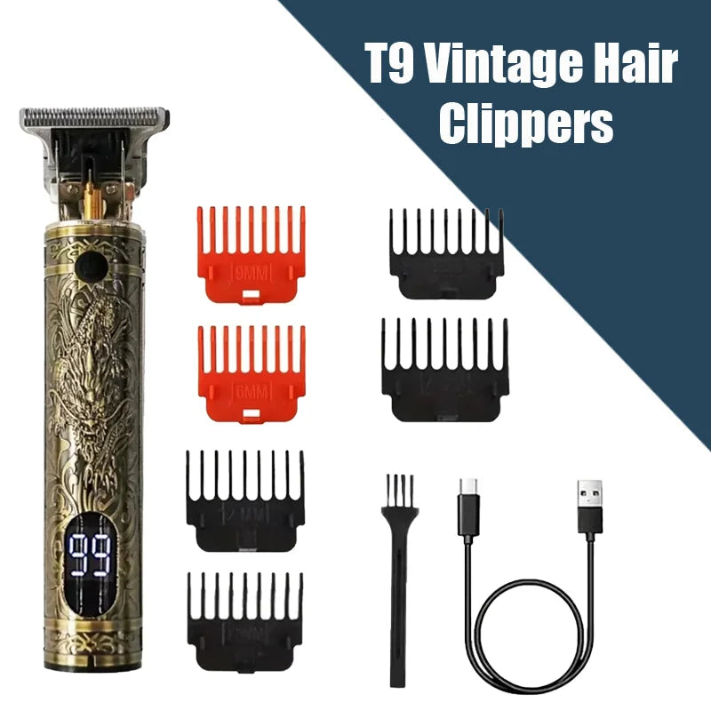 Neu! T9 Elektrischer Haartrimmer/Zubehör | Professioneller USB Rasierer | 0mm Glatzkopf-Haarschneidemaschine Tragbar für Herren Heimfriseur