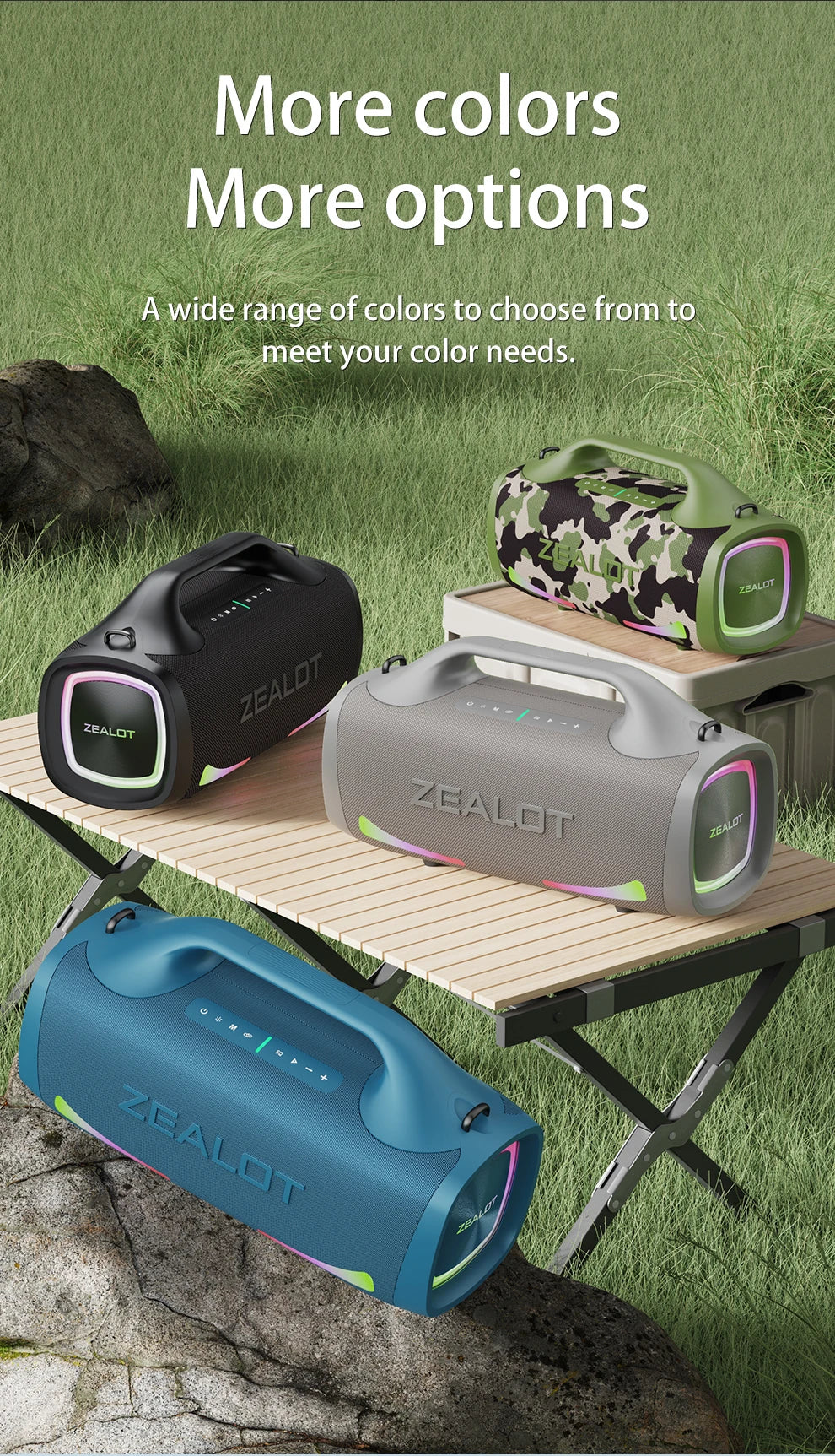 ZEALOT S79 Bluetooth-Lautsprecher 100W Tragbarer Subwoofer HiFi Dual Pairing Schnellladung 24000mAh Akku