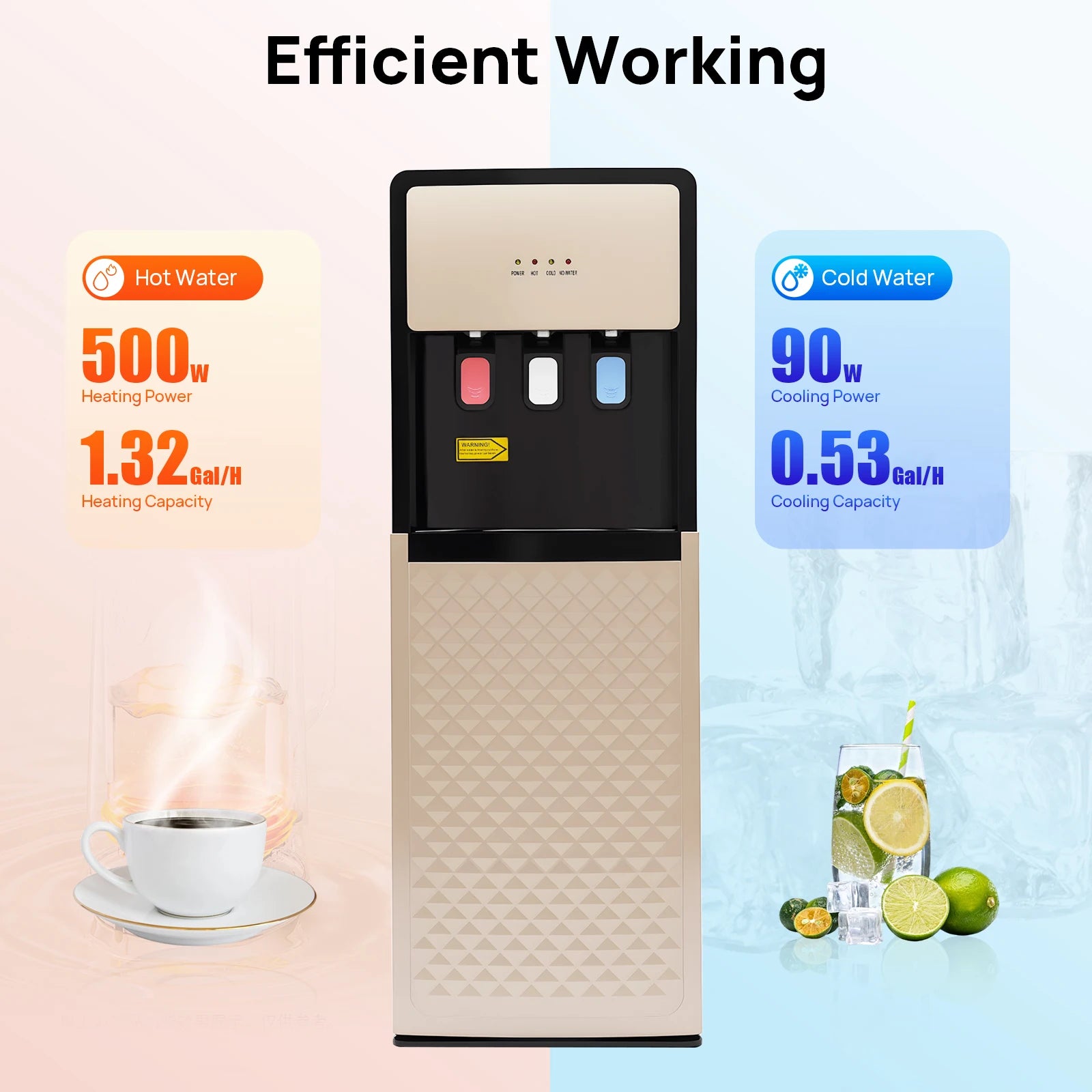 Elektrischer Warm- und Kaltwasserspender, vielseitiger stehender Wasserspender mit unterer Beladung für Zuhause und Büro, 110V US/220V EU