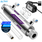 ALTHY UV-Ultraviolett-Wassersterilisator Wasseraufbereitungssystem Desinfektionslampe + Durchflussschaltersteuerung Edelstahl 1 GPM