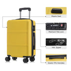 YONSLY Hartschalenkoffer 20/24/28 Zoll mit TSA-Schloss YKK-Reißverschluss 4 leise 360°-Rollen Netzfach Trolley Rollgepäck Handgepäck Koffer für Geschäftsreisen, Urlaube, Familienausflüge und Wochenendtrips