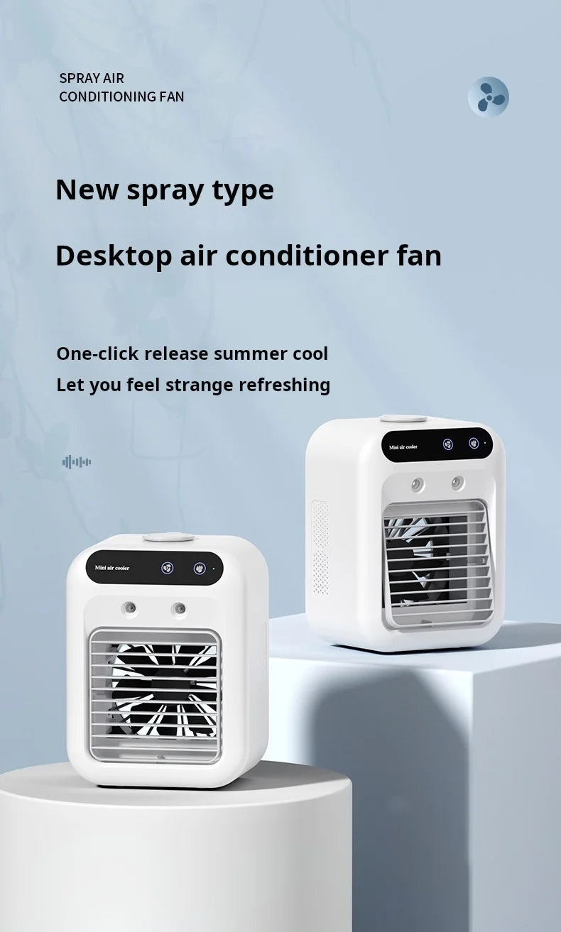 Mini USB Schreibtischventilator, tragbar, leise, kühler Klimaanlage für Schlafzimmer und Zuhause mit Befeuchtungs-Sprühfunktion, Tischventilator
