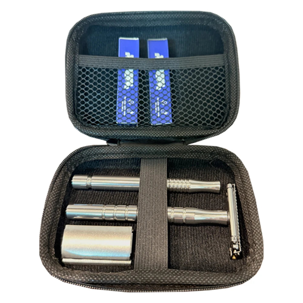 Shavcooo Glide Pro 4D Edelstahl Sicherheitsrasierer Umweltfreundlicher Dual-Halb-Rasierer für Herren und Damen Geschenkset mit Reiseetui