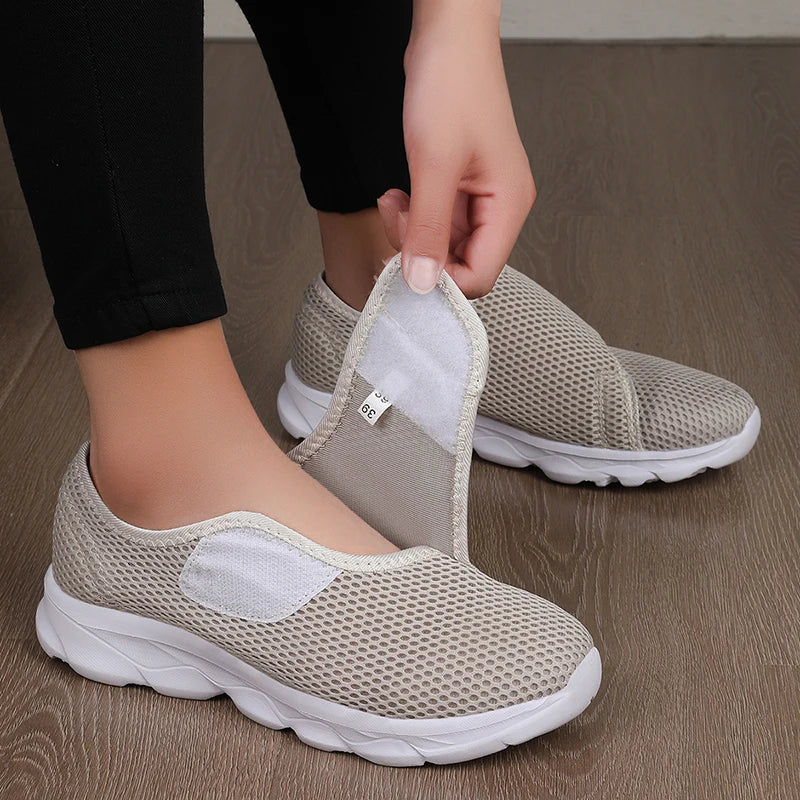 Neue lässige orthopädische Schuhe für weite Füße, geschwollene Füße, Daumenballen, regulierbare weiche bequeme Diabetiker-Gehschuhe