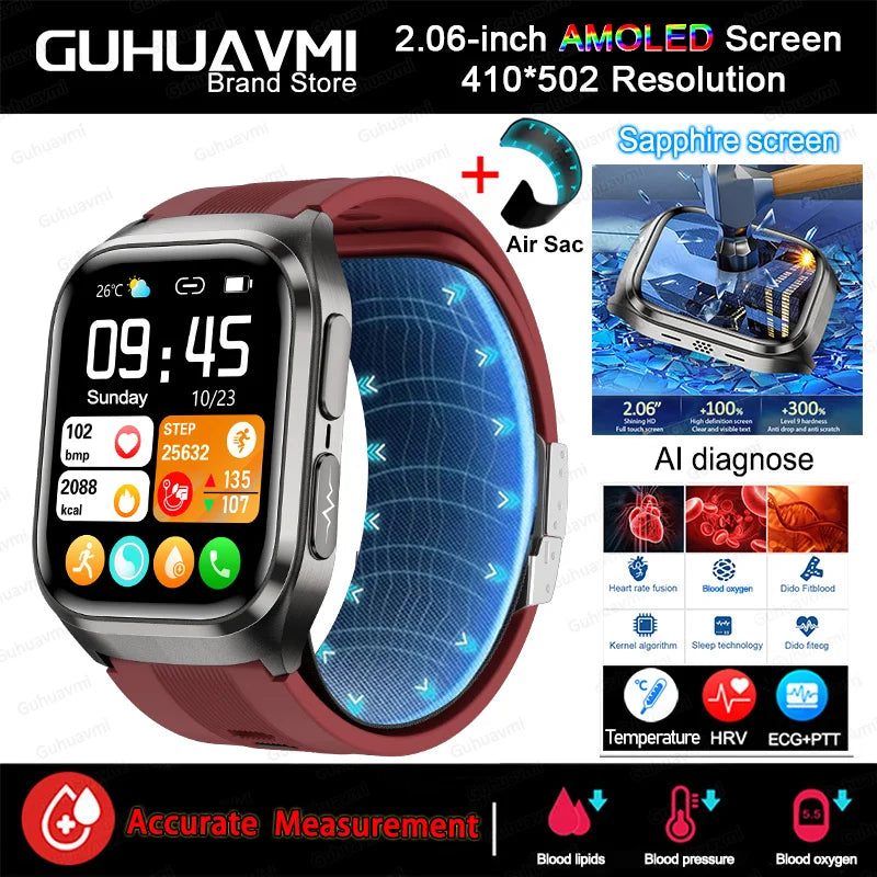 2026Neue Gesundheitsuhr Blutdruck Genaue Messung Smartwatches Herren Harnsäure Blutfette wasserdicht Airbag Smartwatch Damen
