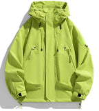 Windbreaker Herren Kapuzenjacke Reißverschluss Mantel Cargo Wasserdicht Schwarz Bomber Camping Loose Dünn Softshell Kapuzen-Wanderjacke