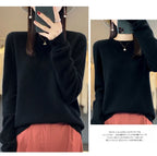 100 % Merinowolle Pullover Damen O-Ausschnitt Kaschmir Strickwaren Female Pullover Herbst Winter Freizeit Oberteile Einfarbig Weiche Kleidung