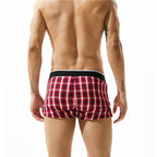 SEOBEAN Klassische Herren Boxershorts kariert 100% Baumwolle Unterwäsche Boxershorts U-konvexer Beutel Pfeil Panties Shorts Herren Schlafunterteile