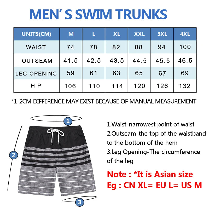 DATIFER Herren Sport-Badeshorts im neuen Stil Polyester-Druck Fitness-Badehose Surfen Badehose Badebekleidung