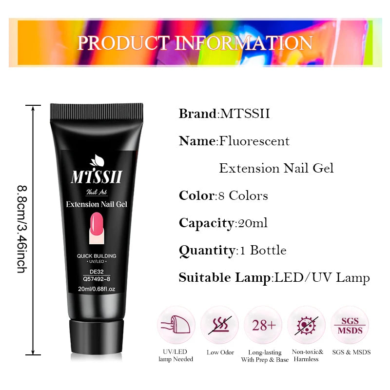 24-teiliges Set 20ml Poly Nail Extension Gel Kit Mini-UV-Lampe Versiegelung mit Basislack Überlack Professionelles Poly-UV-Nagelgel-Kit Starter-Kit