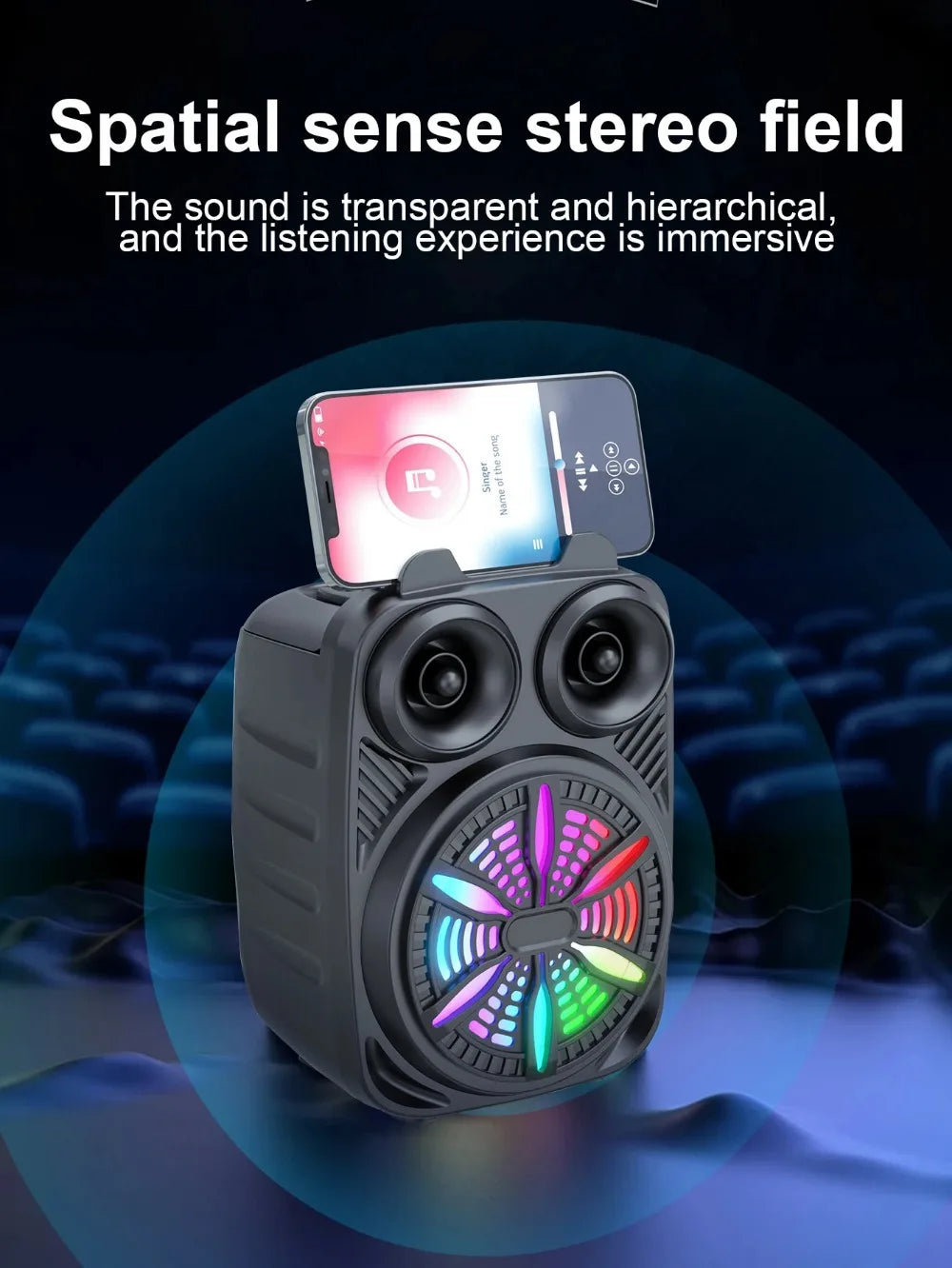500mAh Bluetooth-Lautsprecher Soundbox Hochleistungs-Bluetooth-Lautsprecher TF-UDisk-Karaoke-Handlautsprecher Subwoofer zum Tanzen