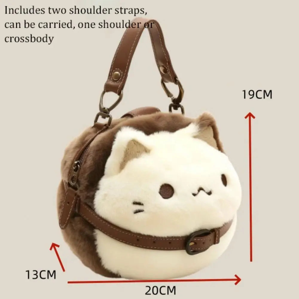 Süße Clutch Tasche Plüsch Rucksack Fellige Katzentasche Entzückende Kätzchen Handtasche für Frauen Kinder Cartoon 2025 Neue Kätzchen Handtasche