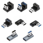 NNBILI USB3.0 Male to Female Right Angle Extension Adapter USB Upward Elbow 90 Degree Adapter 10Gbps For Laptop PC Connector