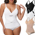 Cross Waist Tummy Control Body Shaping Bodysuit für Damen Ganzkörperkontrolle V-Ausschnitt Mesh Atmungsaktiver Slip Unterwäsche Po-Former