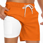Herren-Badehose mit Kompressionsfutter, Handytasche, schnell trocknend, Badeshorts, Strandshorts, Bademode