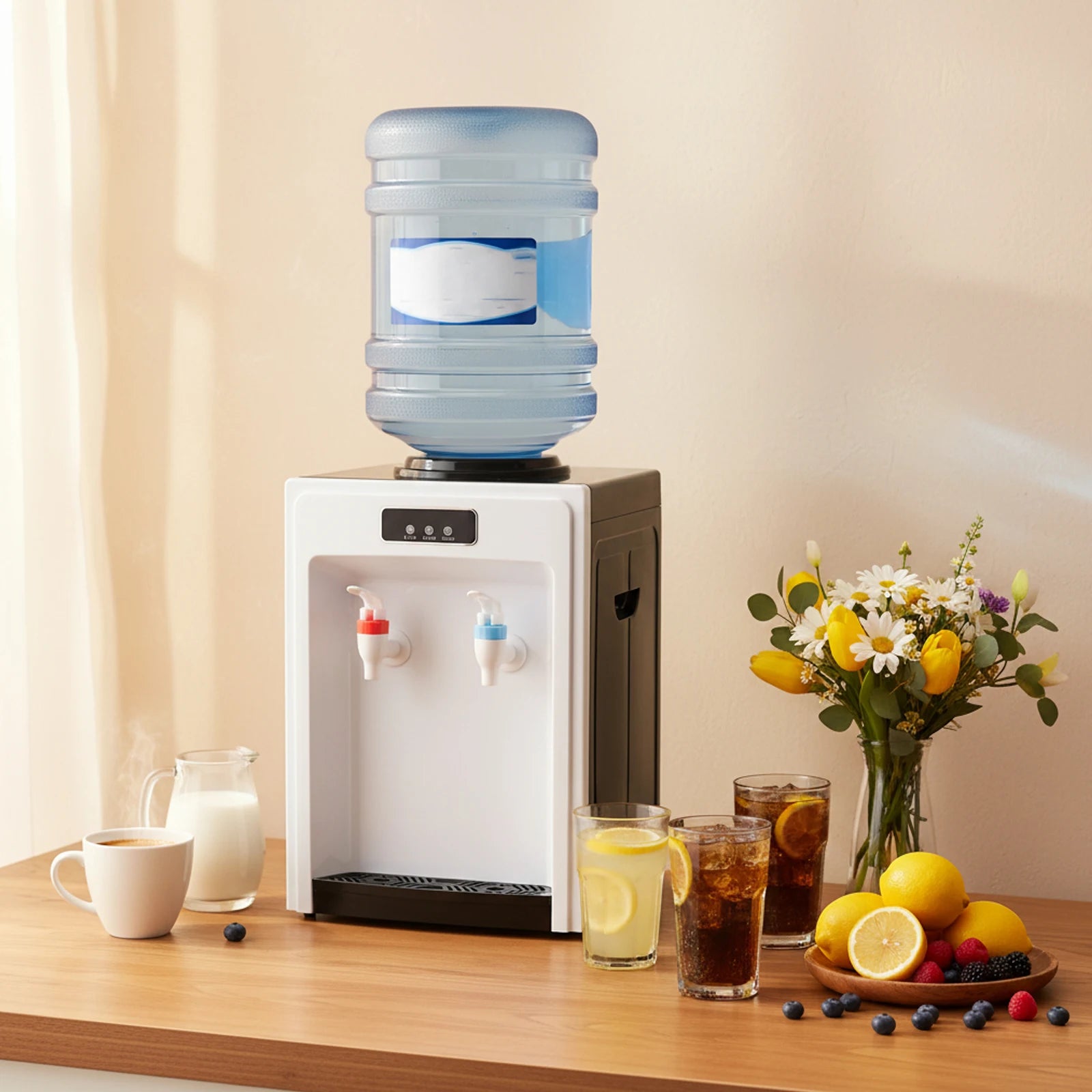 Elektrischer Tischwasserspender, Trinkbrunnen, Büro-Kühler für zu Hause, Heiß-/Kaltgetränkemaschine für 4,5-18,9L-Flaschen