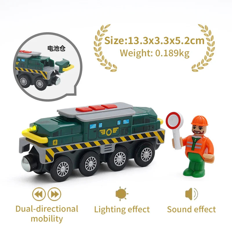 Holz Eisenbahn Lokomotive Magnetische Elektrische Auto Zug Spielzeug Passend für Biro Holz Diecast Slot Schienenbahn Weihnachten Geschenk
