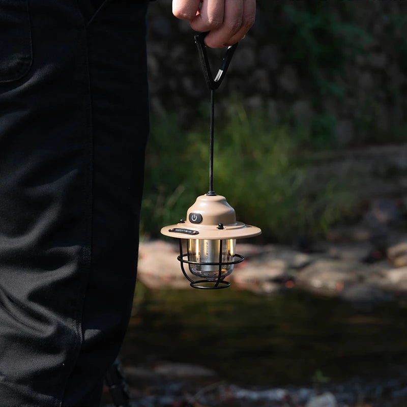 Tragbare Campinglaternen Retro Hängezeltlampe Wasserdichte Dimmbare Campinglampe 1200mAh für Wandern Angeln Notfalllaterne