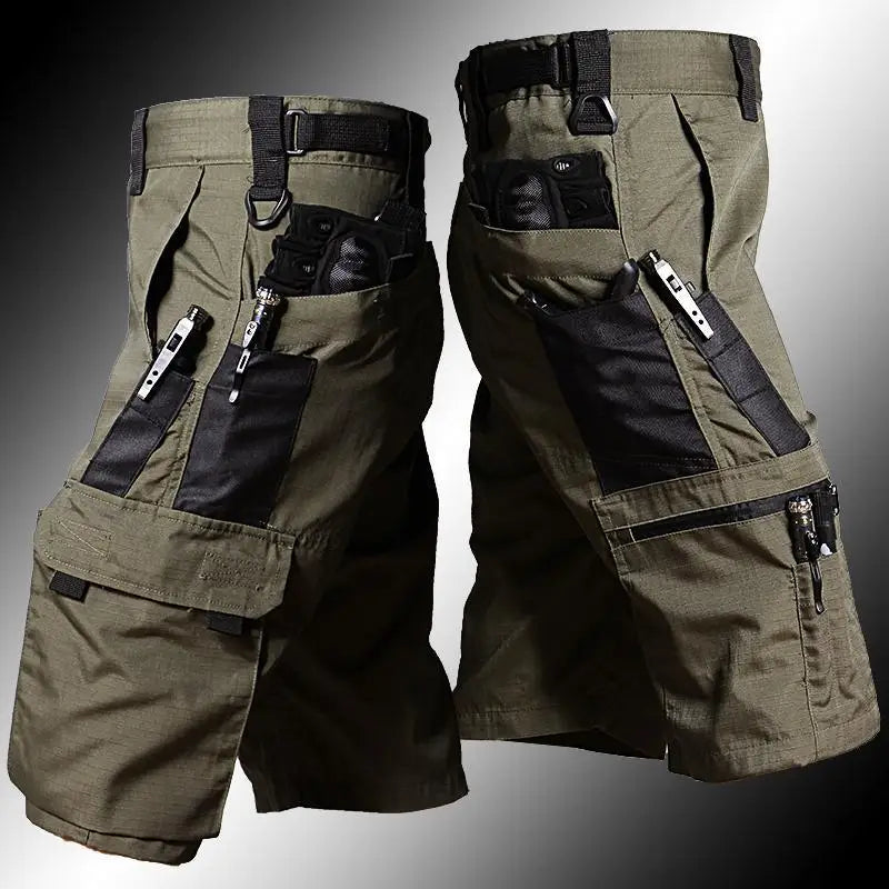 Militärgrüne Outdoor-Arbeitshose Herren Camouflage Unifarbene Trainingsshorts Sommer Multi-Taschen Militärstil-Shorts Hauptbild