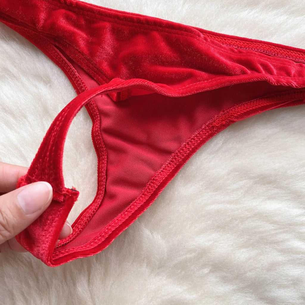 SINGREINY Weihnachten Erotische Dessous Anzüge Damen Trägerlos Eng Anliegend Kurze Nachtwäsche Mode Samt Schleife Sinnliche Unterwäsche Sets