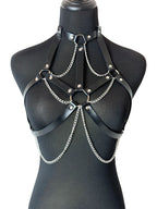 Women Fashion Belt Female Street Style Harness Adjustable Chest Belt with Chain Leather Waistband Gothic Clothing Accessories