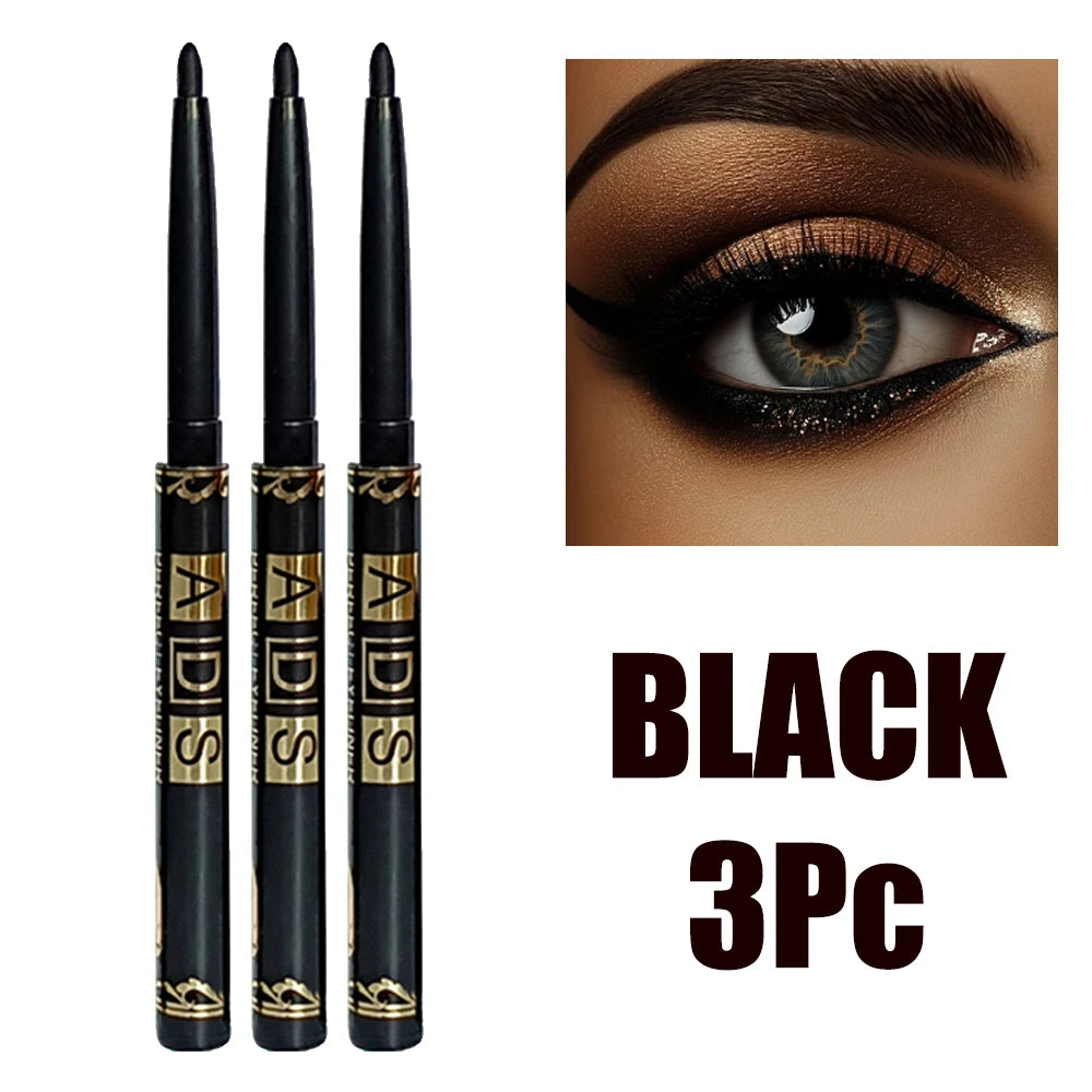 2 Stück wasserdichte schwarze braune Eyeliner-Stifte – wischfest, langanhaltend & anfängerfreundlich, glatt, hochpigmentiertes Punk-Augen-Make-up