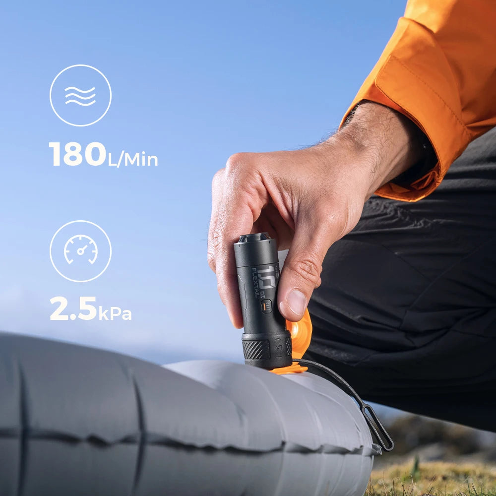 FLEXTAIL ZERO PUMPE – 30g tragbare elektrische Camping-Luftpumpe zum Aufblasen von Isomatten, 1 wiederaufladbarer Akku enthalten