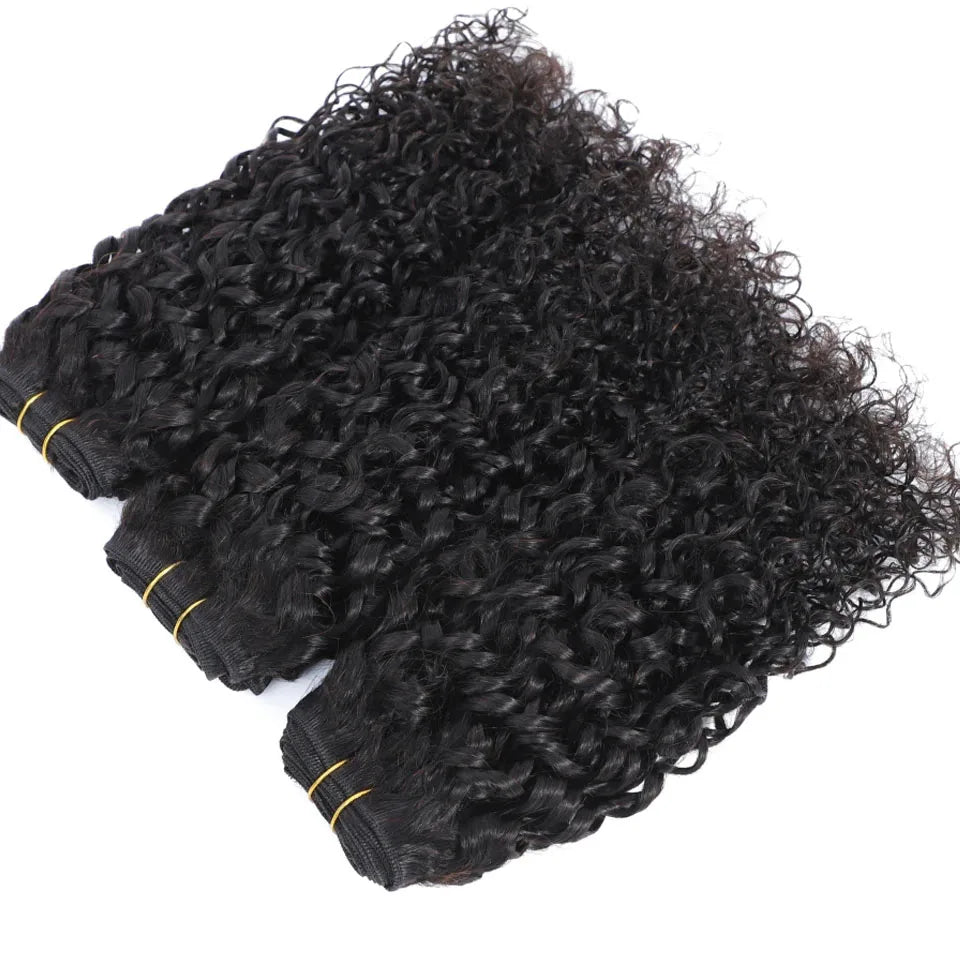 Pixie Locken Echthaar Weave Bundle mit Verschluss Brazilian Echthaar Weave Extensions 100% Echthaar Tressen HD Lace Verschluss