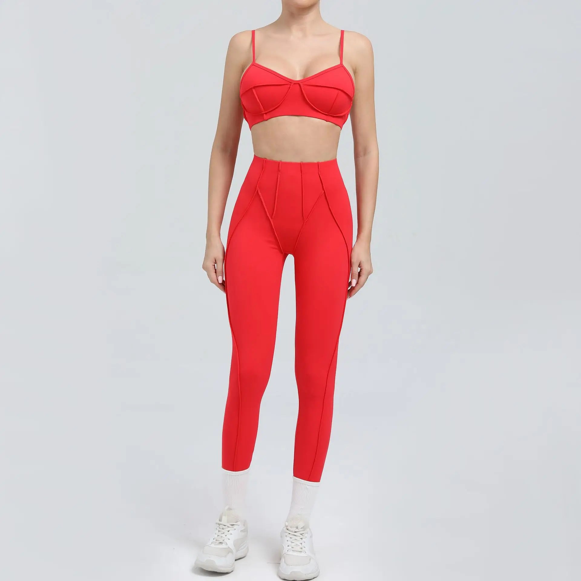 Nahtlose Yoga-Sets Sport-Fitness Hochbund-Hüfthebe-Formhose Rückenfreier BH-Anzug Workout-Gym-Leggings-Sets für Damen