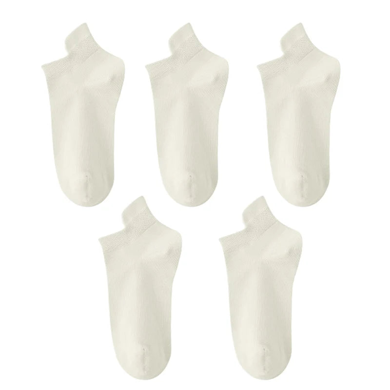 10 Stück=5 Paar Damen Socken Casual Atmungsaktiv Hohe Qualität Knöchelsocken Sommer Low Cut Baumwolle Dünne Kurze Elastische Socken calcetines
