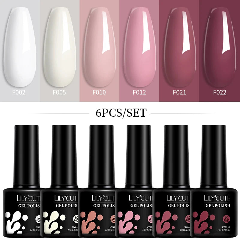 LILYCUTE 7ML 6PCS Neon Gel Nagellack Set fluoreszierend Farbwechsel Semi Permanent Soak Off Maniküre-Kit Nail Art Gel