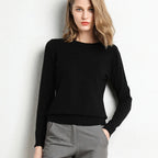 Damen Slim O-Neck Pullover Kaschmir-Wollmischung Pullover Herbst Und Winter Langarm Strick Unterhemd Große Größe 2024