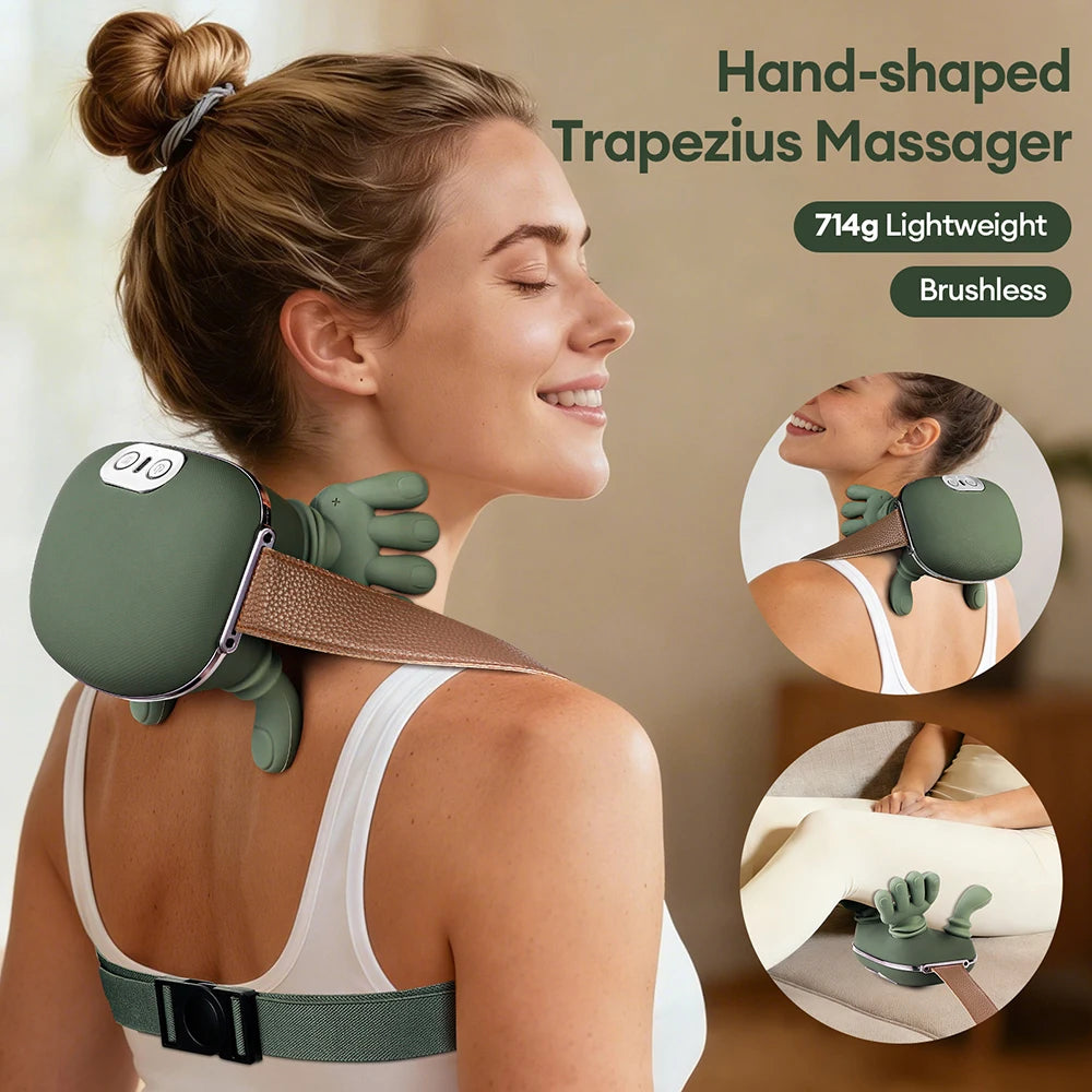 4D Bionic Finger Nacken-Schulter-Massagegerät Kabelloses Nacken-Halswirbel-Trapezius-Knetmassage-Schal Bürstenloser Motor Nackenmassagegerät