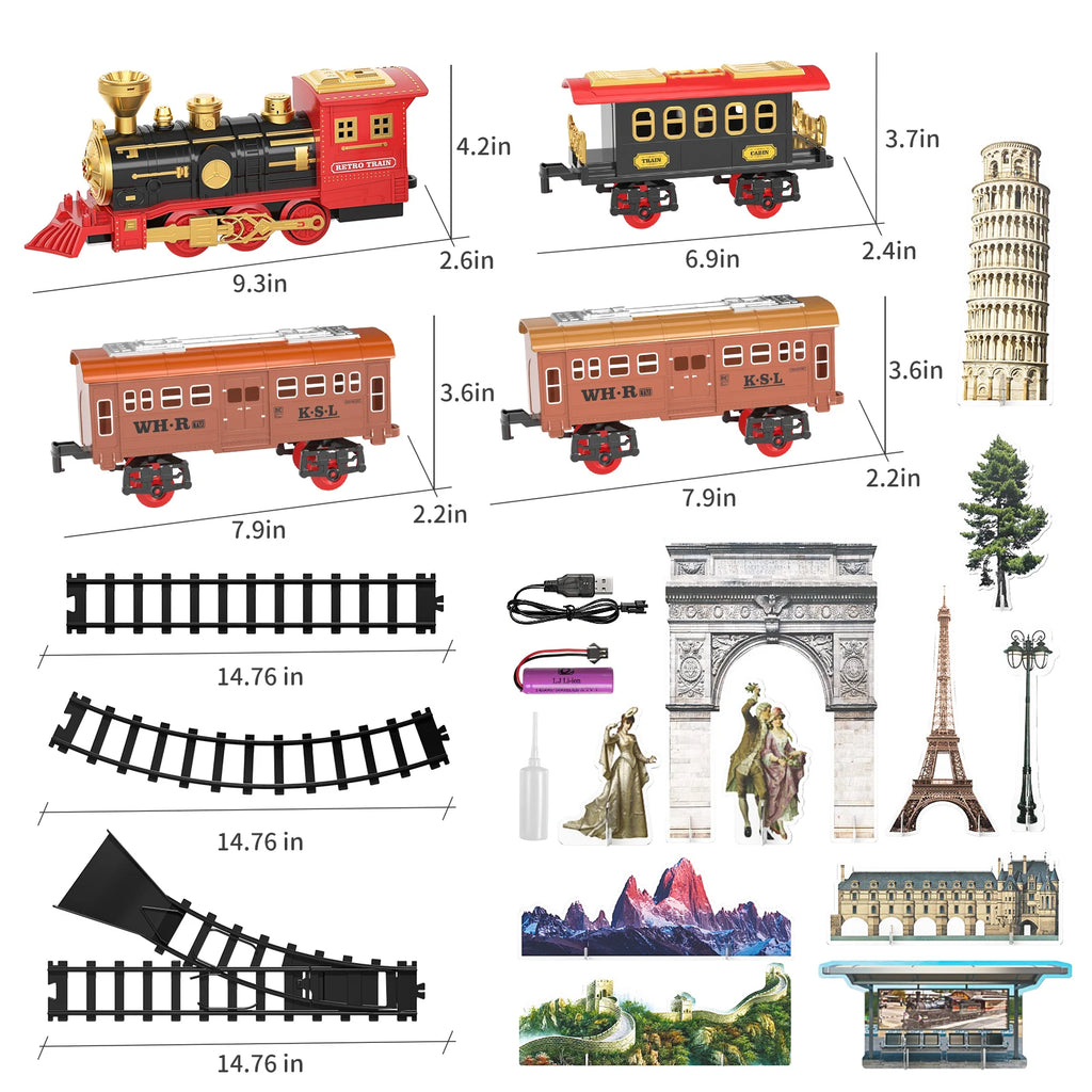 Elektrischer Spielzeugzug, Auto, Eisenbahn, Dampflokomotive, Druckgussmodell, Lernspiel, Kinderspielzeug und Jungen-Spielzeug