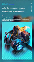 Headsets Gamer Kopfhörer Bluetooth Surround Sound Stereo Kabelloser Kopfhörer USB mit Mikrofon Buntes Licht PC Laptop Headset